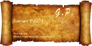 Garan Pál névjegykártya